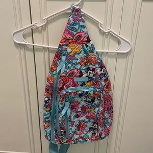 Vera Bradley Disney Sling Backpack Mickey Mouse And Friends Colorful Garden NWOT